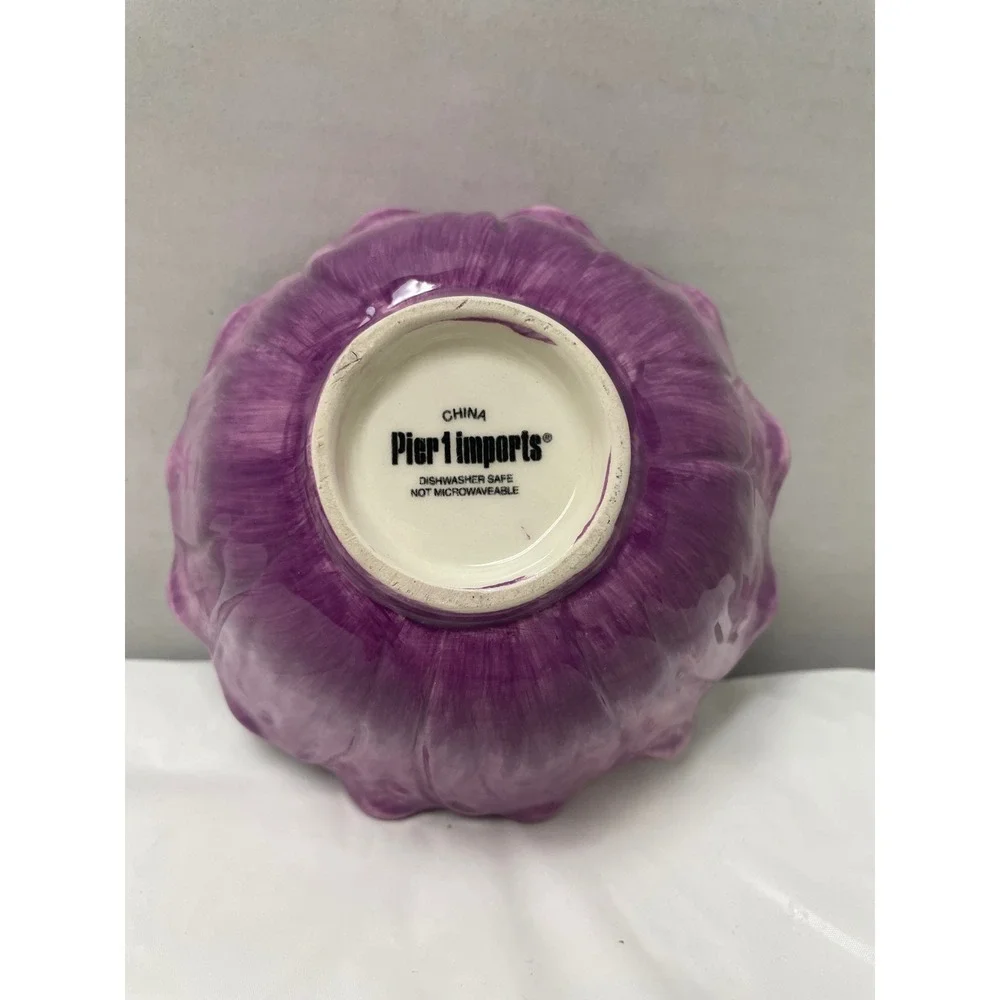 Pier 1 Imports Purple Flower Ceramic 1 Cup Measuring Prep Bowl Dishwasher Safe